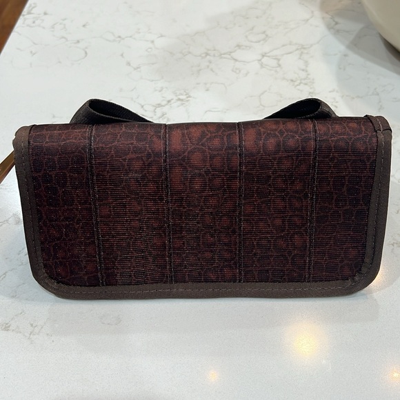 HARVEY'S RARE VINTAGE BOW SEATBELT Zip Around Collectible Wallet BROWN CROC - Picture 2 of 8